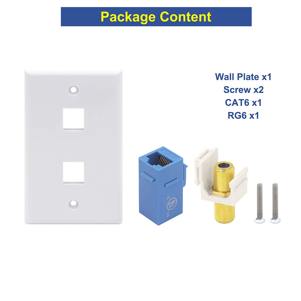 Foto 4 pulgar | Placa De Pared Vce Ethernet Coaxial De 2 Puertos Cat6 Keystone - Venta Internacional.