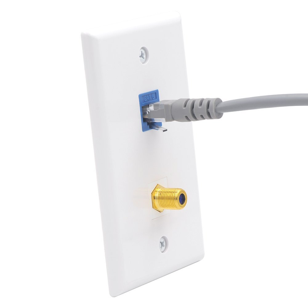 Foto 7 pulgar | Placa De Pared Vce Ethernet Coaxial De 2 Puertos Cat6 Keystone - Venta Internacional.