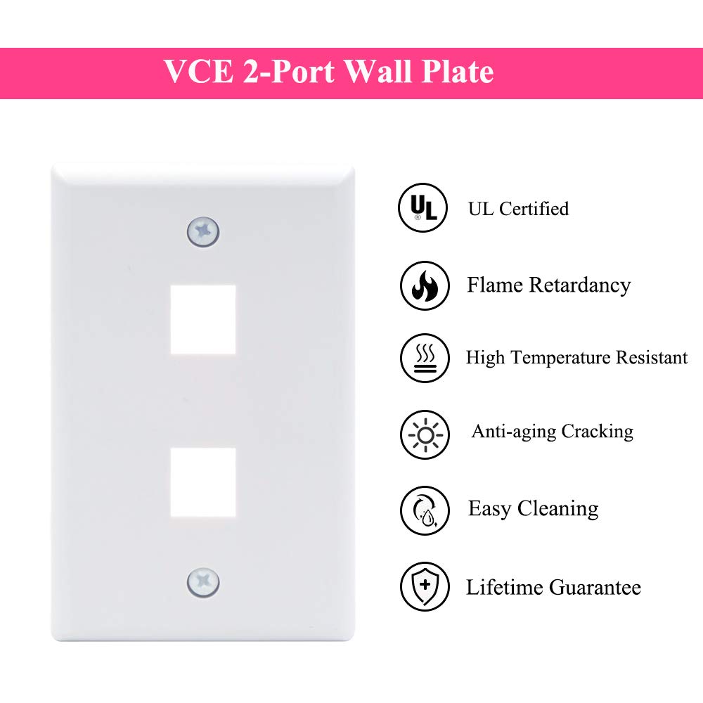 Foto 8 pulgar | Placa De Pared Vce De 2 Puertos Keystone Con Certificación Ul, Blanca (paquete De 10) - Venta Internacional.