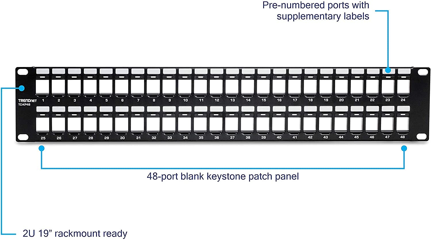 Foto 2 | Panel De Conexión Trendnet Tc-kp48 Keystone De 48 Puertos Y 2u Hd - Venta Internacional.
