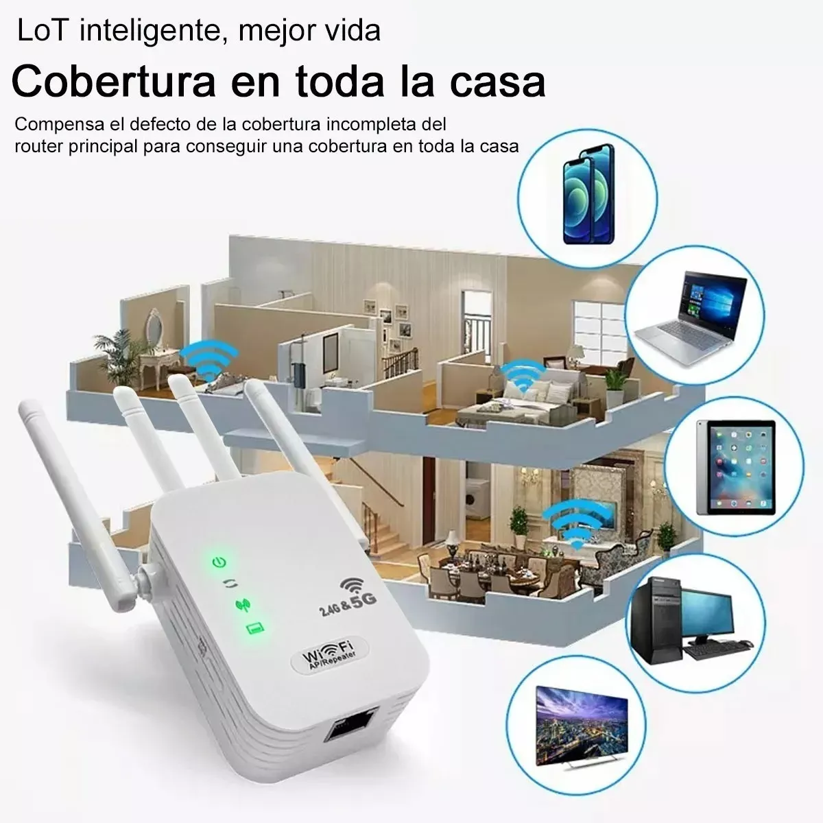 Foto 4 pulgar | Repetidor Wifi Eo Safe Imports Esi-5453 color Blanco Amplificador de Señal Access Point