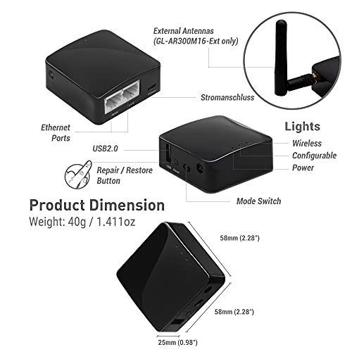 Foto 2 | Enrutador De Bolsillo Gl.inet Ar300m16-ext - Wifi/vpn | Openwrt - Venta Internacional