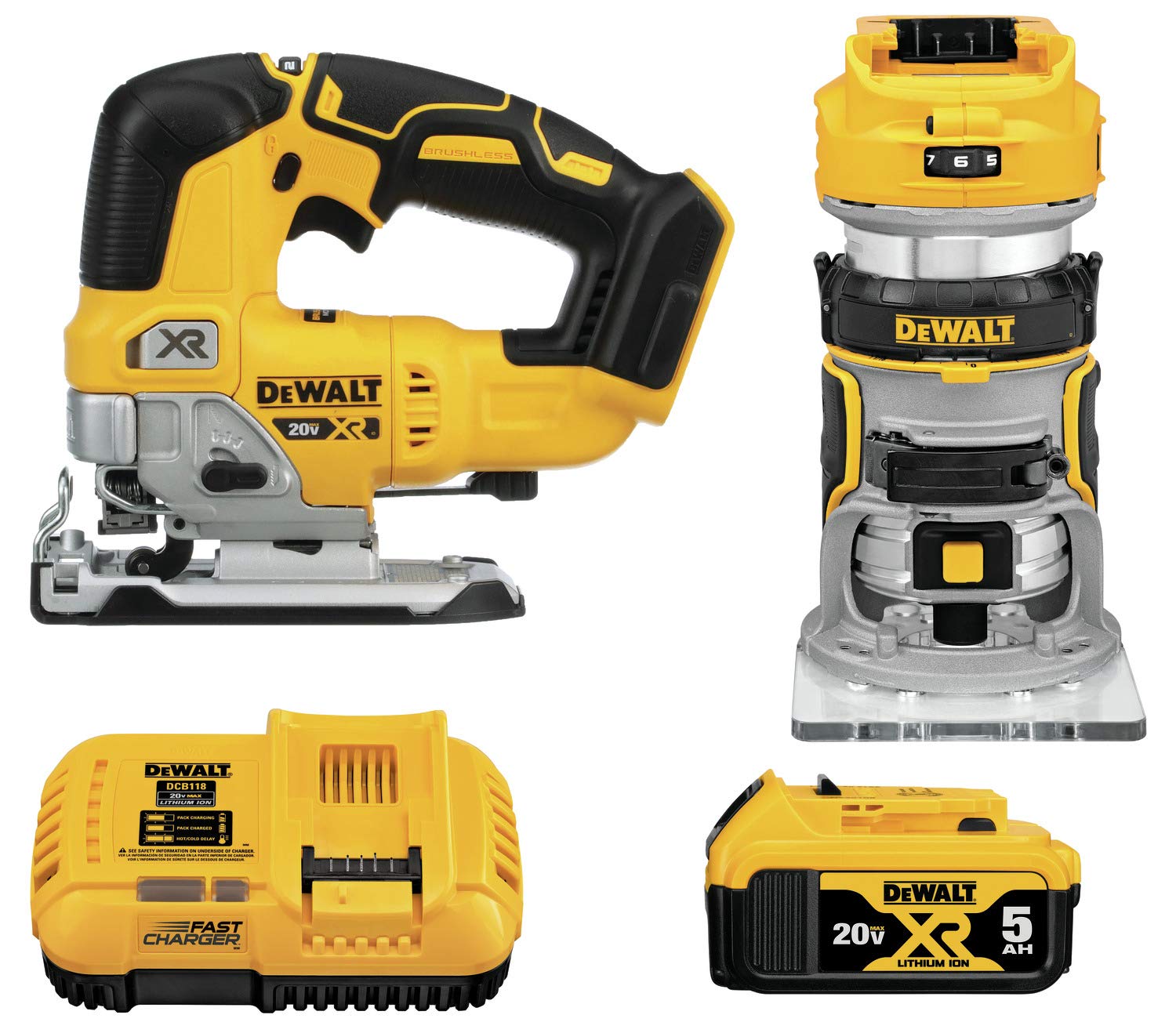 Foto 2 pulgar | Juego De Herramientas Dewalt 20v Max Para Fresadora Y Sierra De Calar Inalámbrica Con Batería - Venta Internacional.