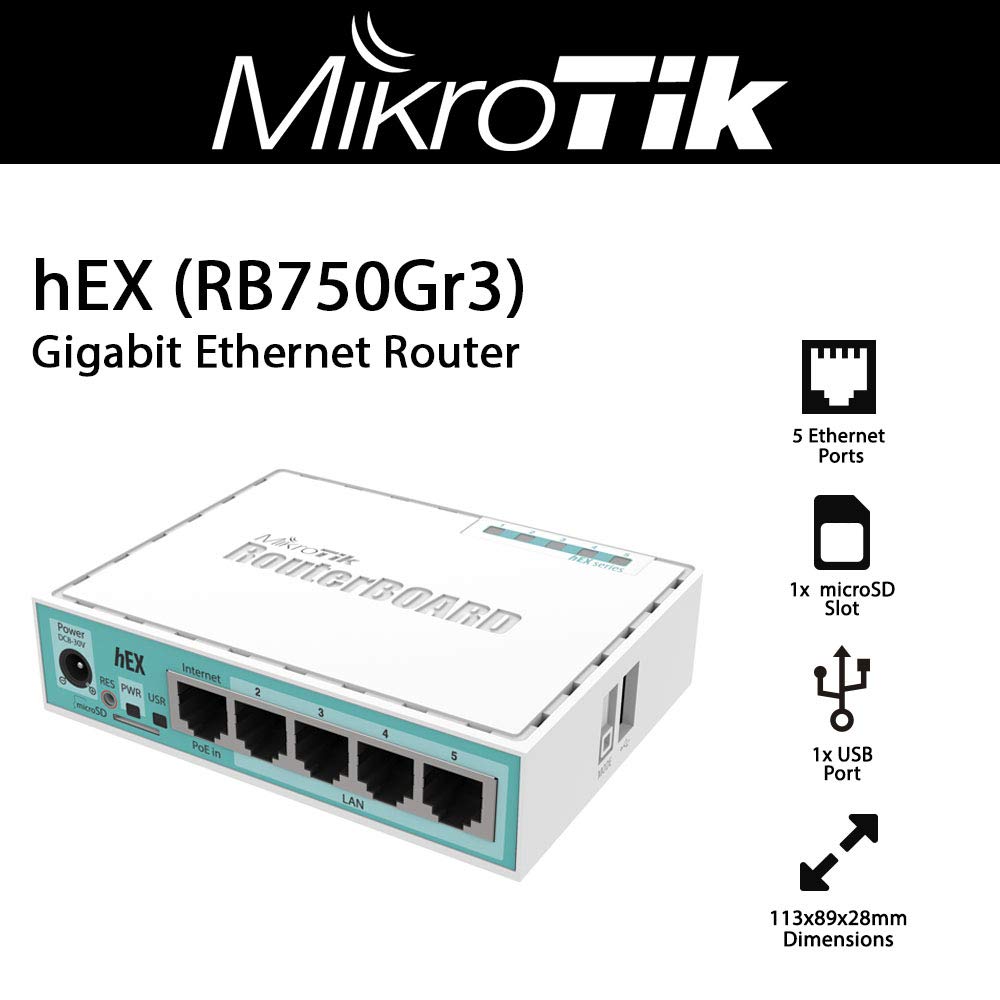 Foto 3 pulgar | Router Mikrotik Hex Rb750gr3 Ethernet Gigabit De 5 Puertos - Venta Internacional.