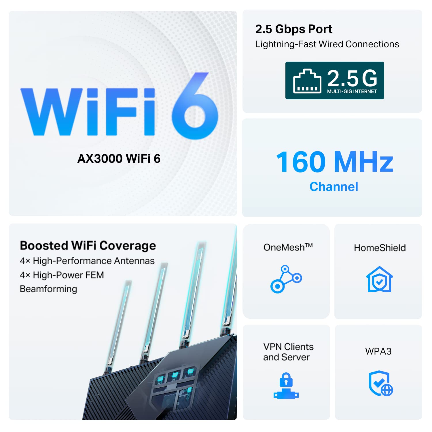 Foto 3 pulgar | Router Wifi 6 TP-Link AX3000 Archer AX55 Pro con Puerto de 2,5 Gbps - Venta Internacional