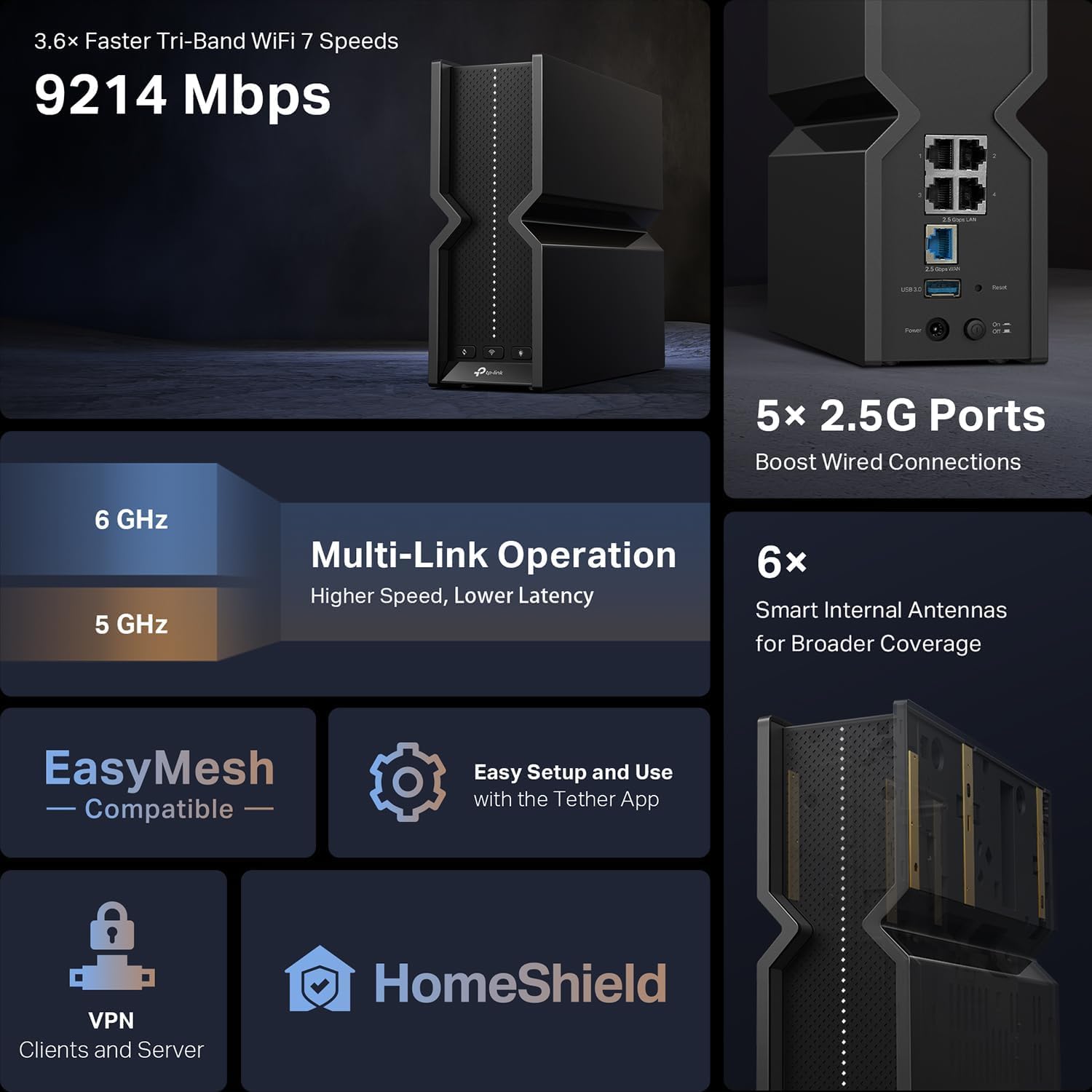 Foto 3 pulgar | Router Wifi 7 Tp-link Archer Be550 de Triple Banda 9,2 Gbps y 2,5 G - Venta Internacional