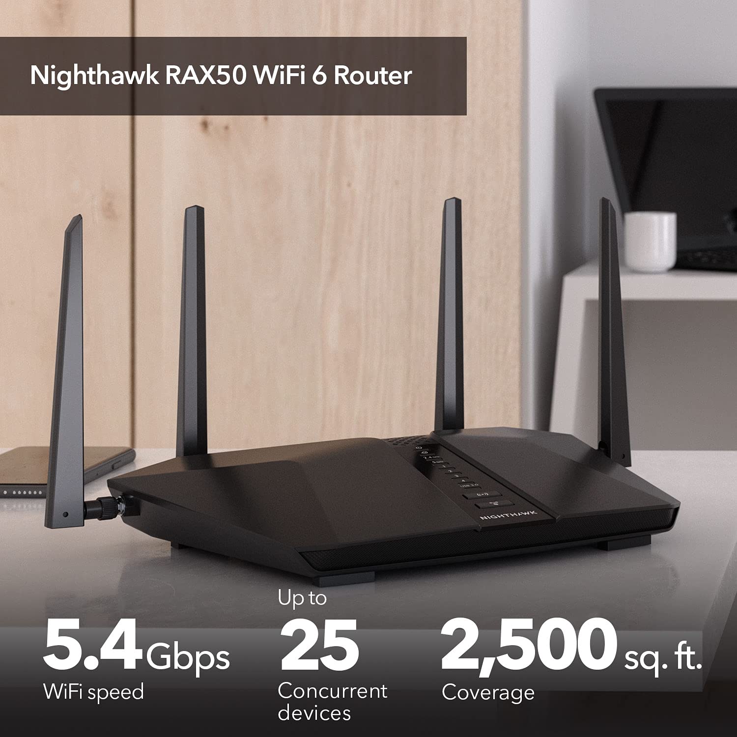 Foto 3 pulgar | Router Wifi 6 Netgear Nighthawk Rax50 Ax5400 De Doble Banda - Venta Internacional.