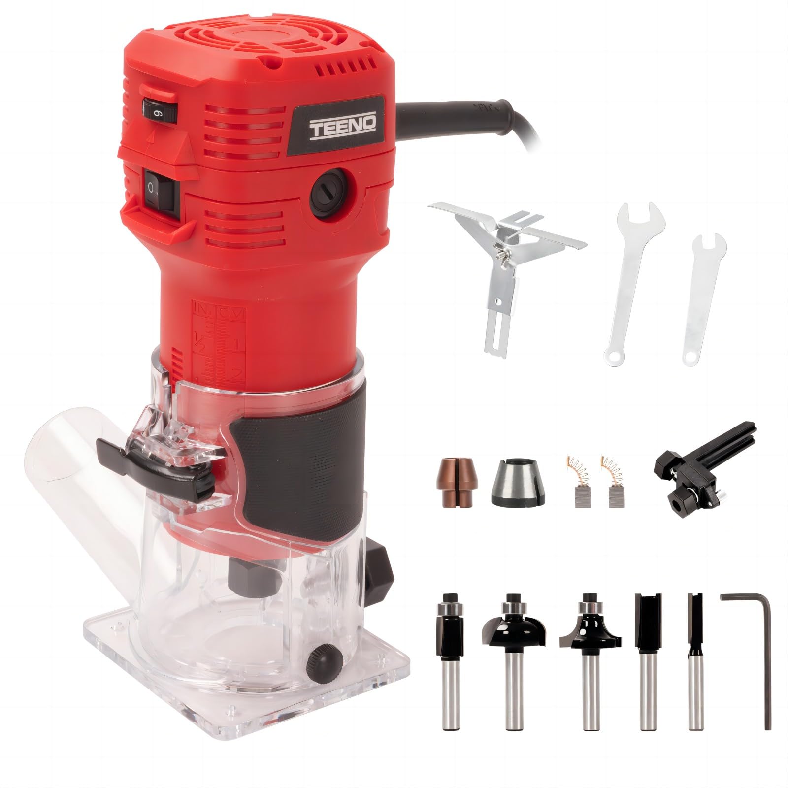 Foto 2 pulgar | Enrutador Para Madera Teeno 650 W 110 V 32000 Rpm Con Juego De Brocas De Fresado - Venta Internacional.