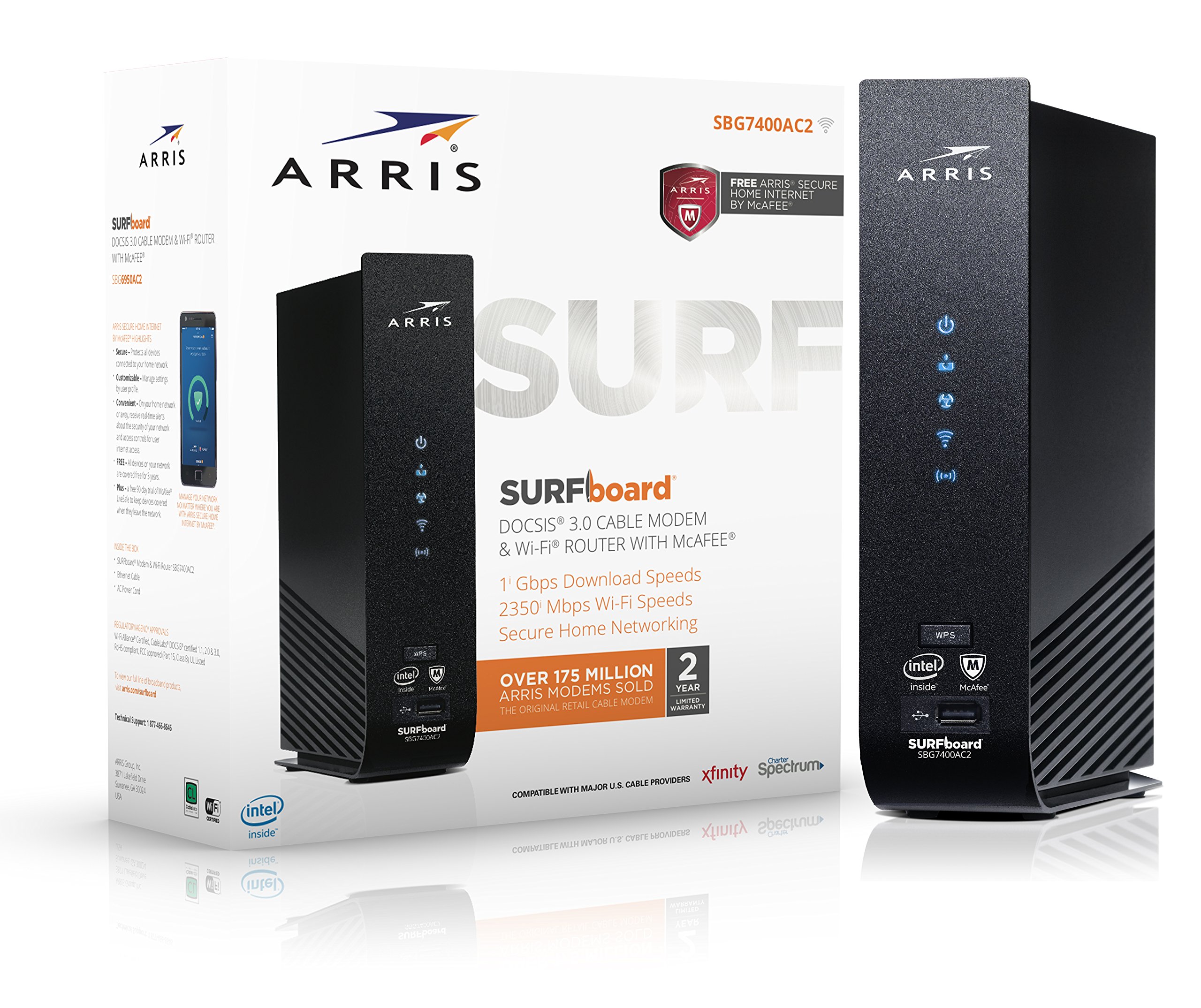Módem Por Cable/router Wi-fi Arris Surfboard Sbg7400ac2 Con Mcafee - Venta Internacional.