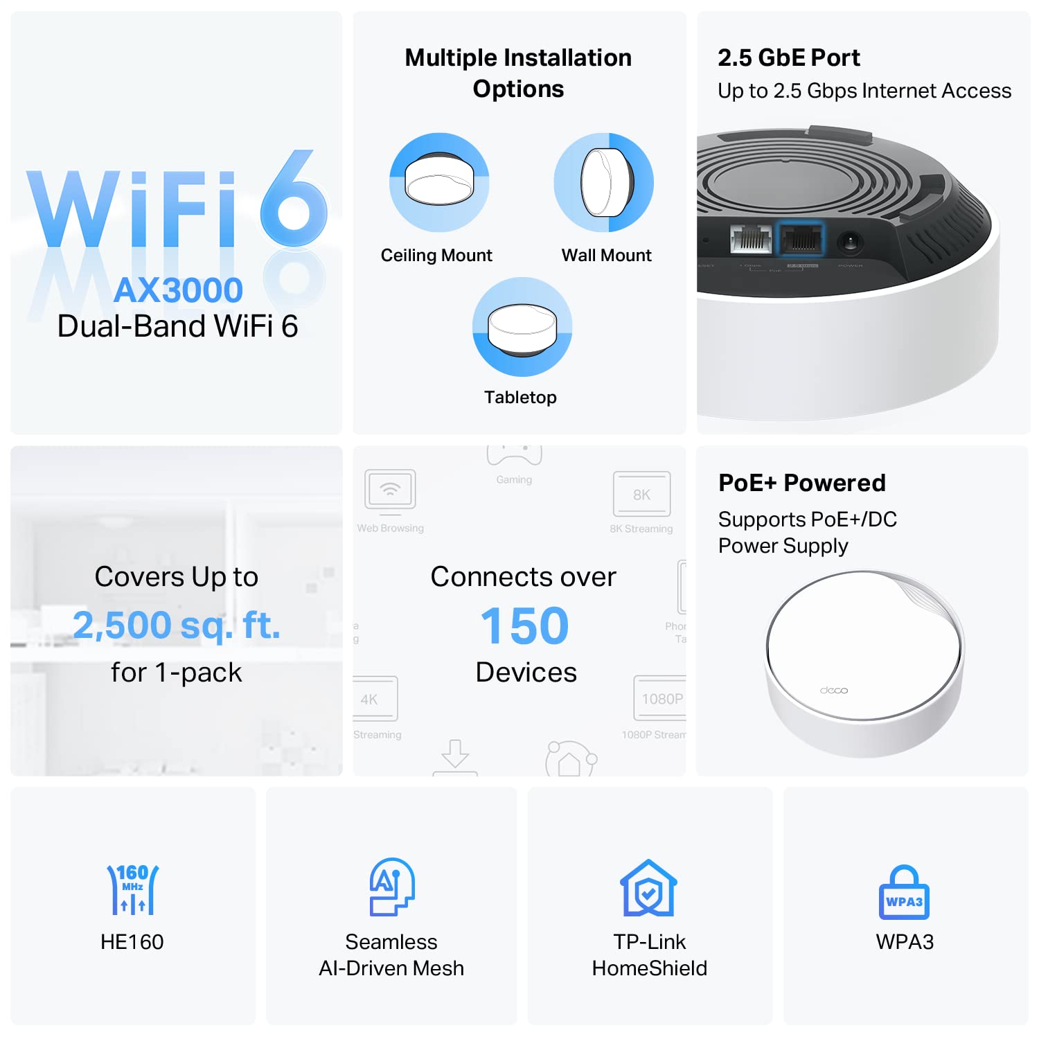 Foto 3 pulgar | Mesh Wifi Tp-link Deco Ax3000 Poe Deco X50-poe, Paquete De 1 - Venta Internacional.