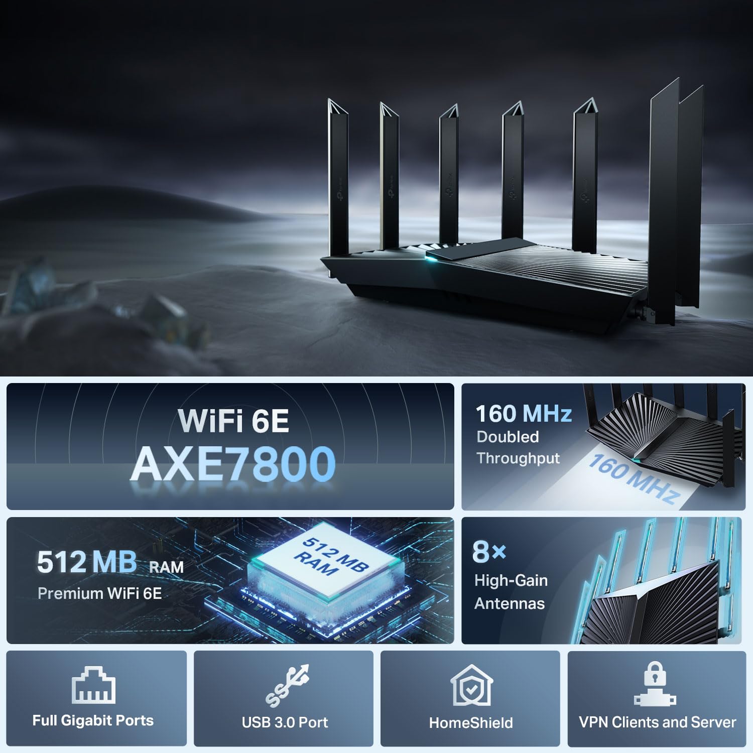 Foto 3 pulgar | Router Wi-fi 6e Tp-link Archer Axe7800 De Triple Banda Negro - Venta Internacional.