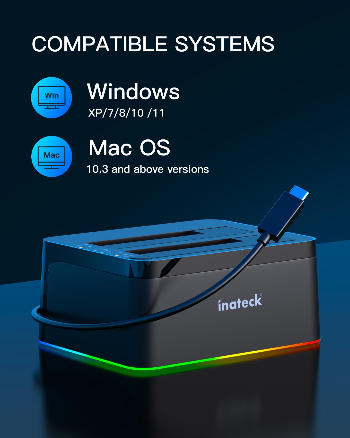 Foto 6 pulgar | Estación De Acoplamiento Para Disco Duro Inateck Rgb Usb 3.0 Con Puerto Usb-c - Venta Internacional.