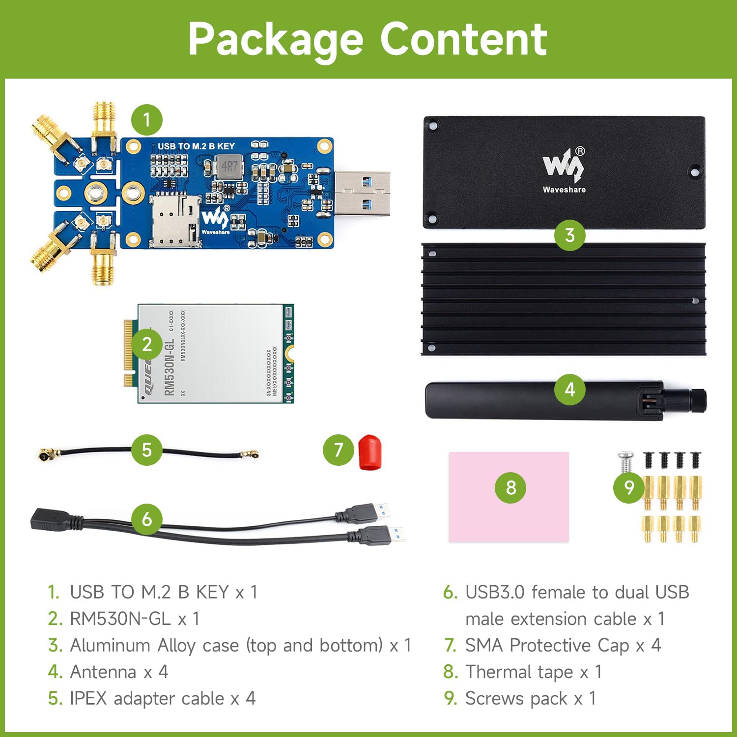 Foto 2 | Módulo Dongle 5g Waveshare Rm530n-gl Con Antenas Cuádruples Usb3.1 - Venta Internacional.