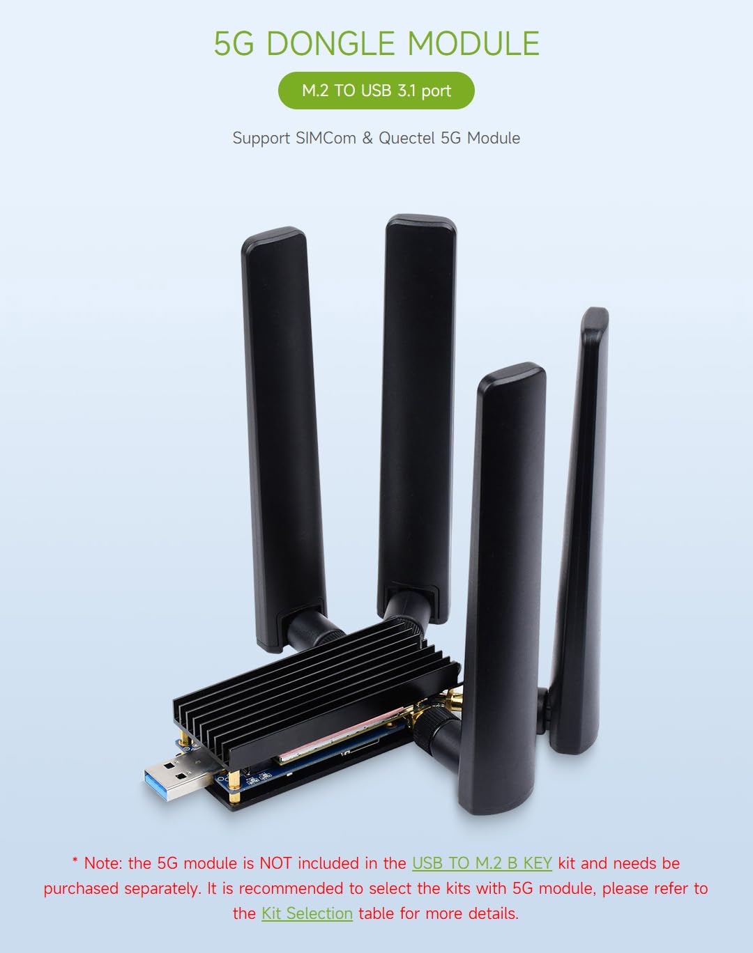 Foto 3 | Módulo Dongle 5g Waveshare Rm530n-gl Con Antenas Cuádruples Usb3.1 - Venta Internacional.