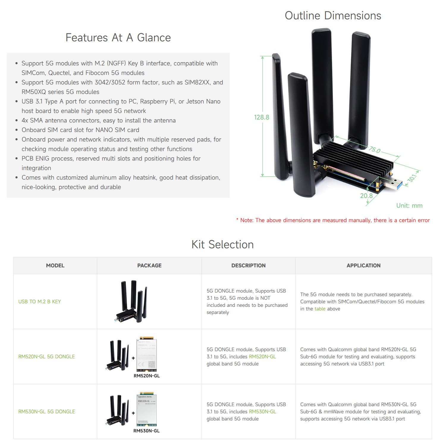 Foto 4 | Módulo Dongle 5g Waveshare Rm530n-gl Con Antenas Cuádruples Usb3.1 - Venta Internacional.