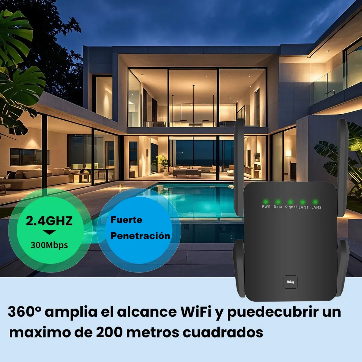 Foto 6 pulgar | Repetidor Belug  De Wifi 300 Mbps Negro