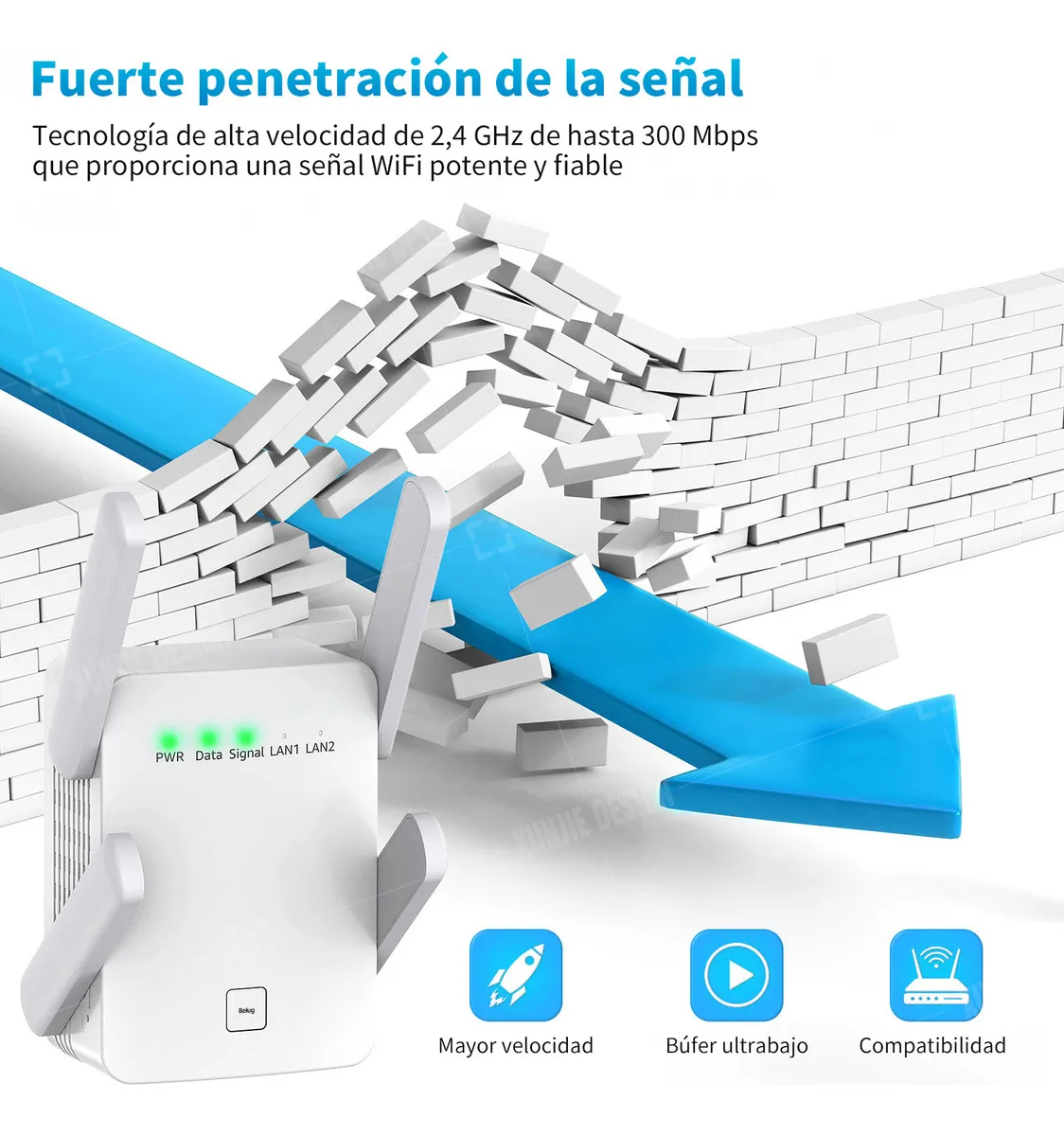 Foto 3 pulgar | Repetidor Belug  De Wifi 300 Mbps Blanco