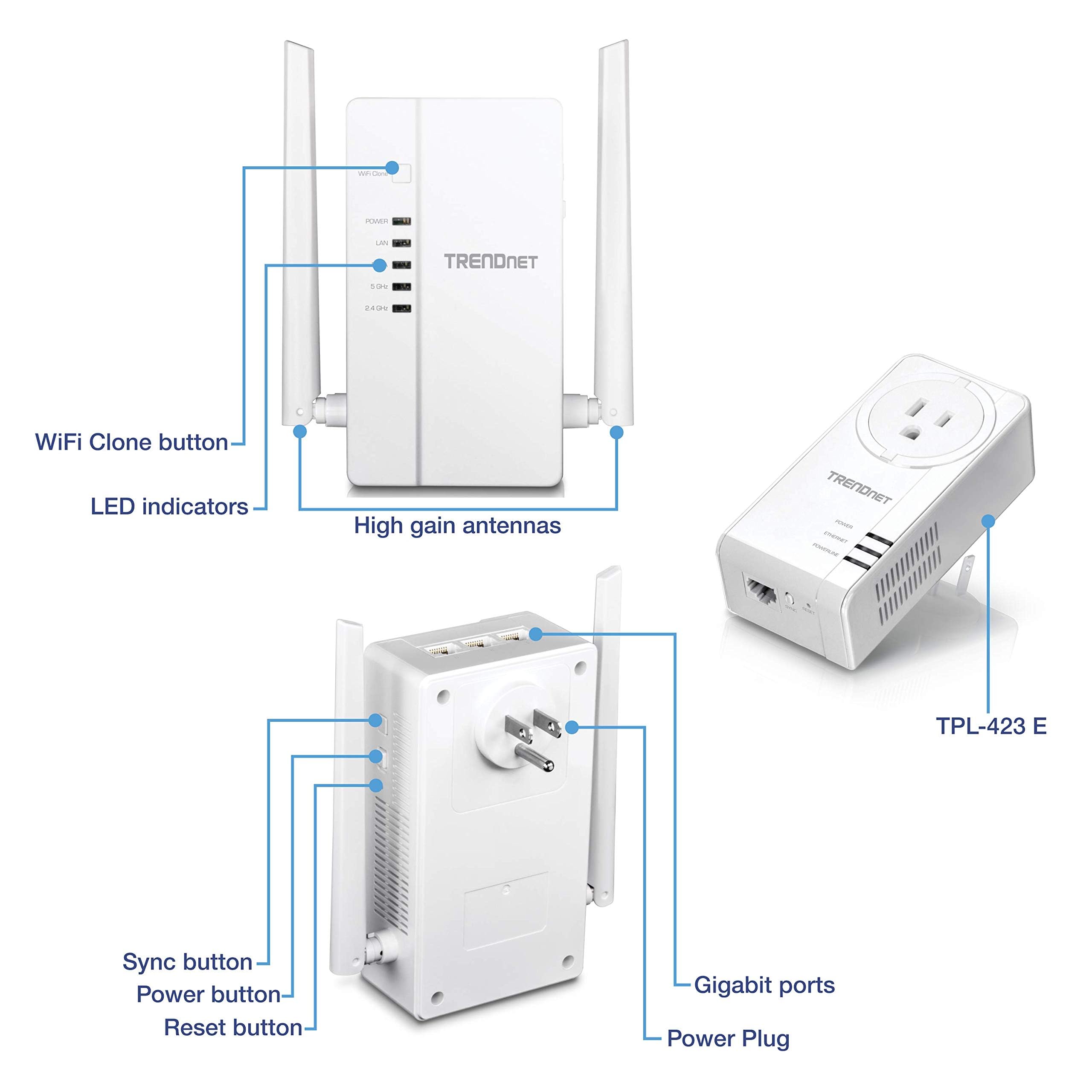 Foto 5 pulgar | Kit De Puntos De Acceso Inalámbrico Trendnet Wi-fi Powerline 1200 Av2 - Venta Internacional.