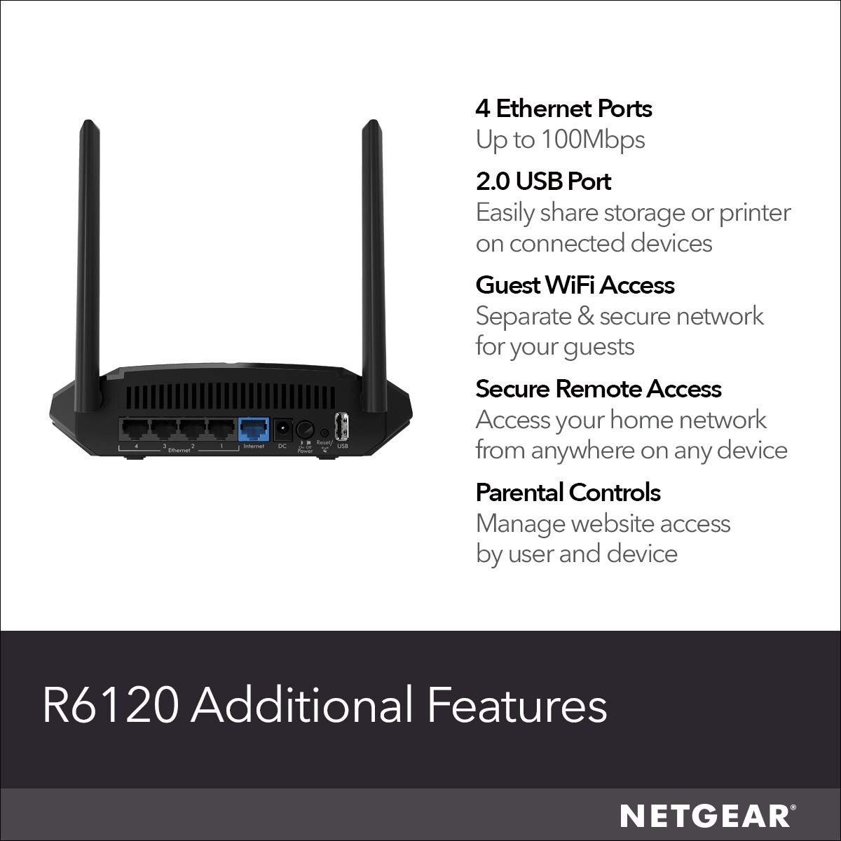 Foto 6 pulgar | Enrutador Wifi Netgear R6120 Ac1200 De Doble Banda 1200 Mbps - Venta Internacional.