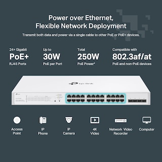 Foto 3 | Conmutador Tp-link Festa Fs328gp De 28 Puertos Gigabit Smart Managed Poe - Venta Internacional.