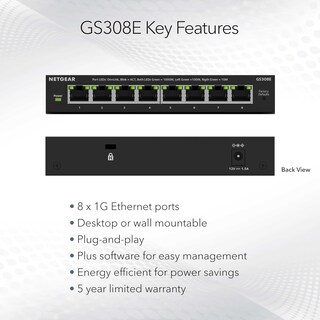 Foto 2 | Conmutador Netgear Gigabit Ethernet Plus Gs308e De 8 Puertos - Venta Internacional.