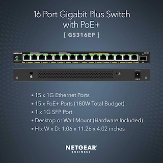 Foto 2 | Conmutador Netgear Poe Gigabit Ethernet Plus Gs316ep 16 Puertos - Venta Internacional