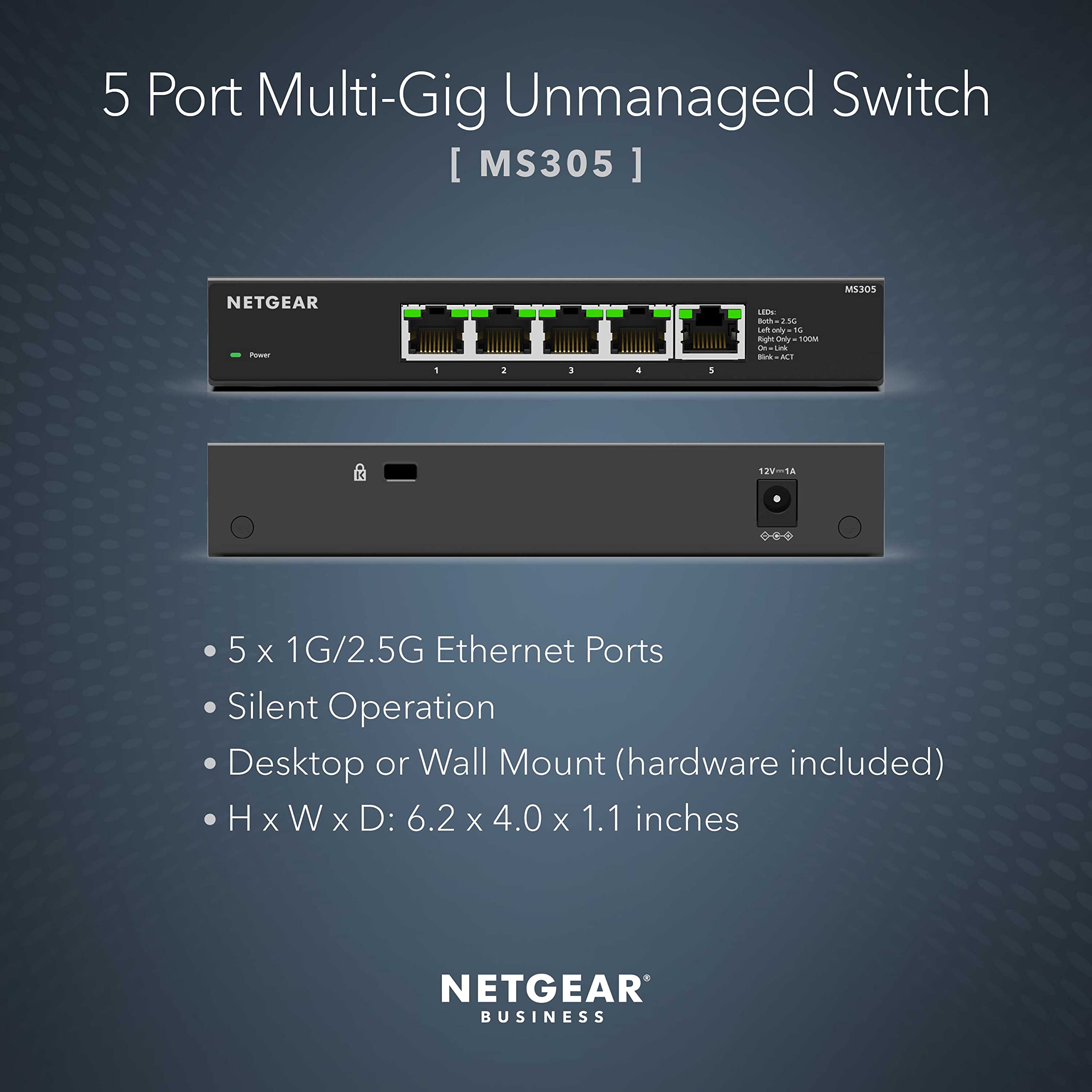 Foto 2 | Conmutador De Red Netgear Ms305 Ethernet De 5 Puertos 1g/2.5g - Venta Internacional.