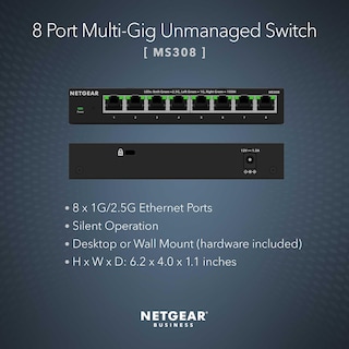 Foto 2 | Conmutador De Red Netgear Ms308 De 8 Puertos 2.5gb Ethernet 1g/2.5g - Venta Internacional.