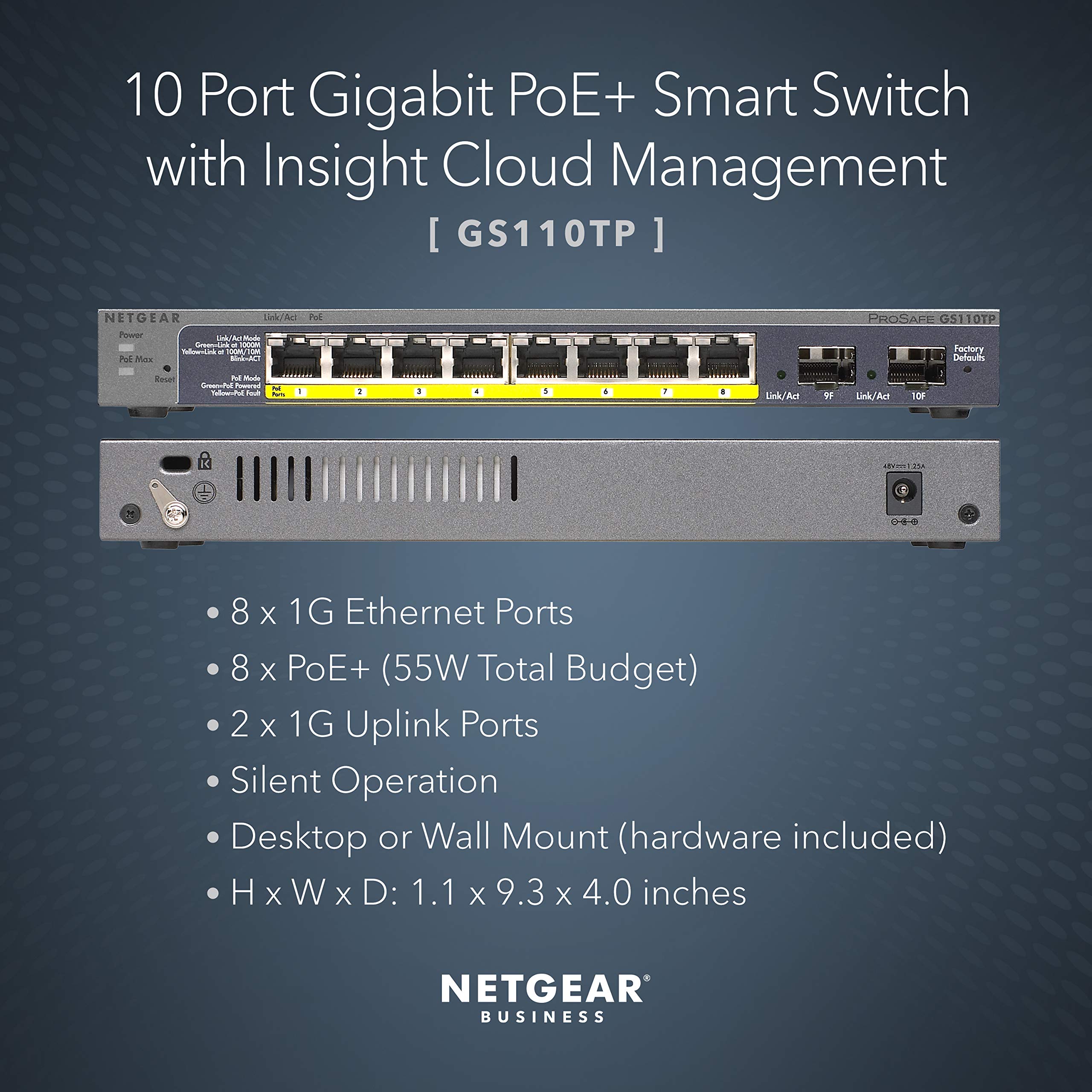 Foto 3 pulgar | Conmutador Netgear 10 Puertos Poe Gigabit Ethernet Smart Gs110tp - Venta Internacional