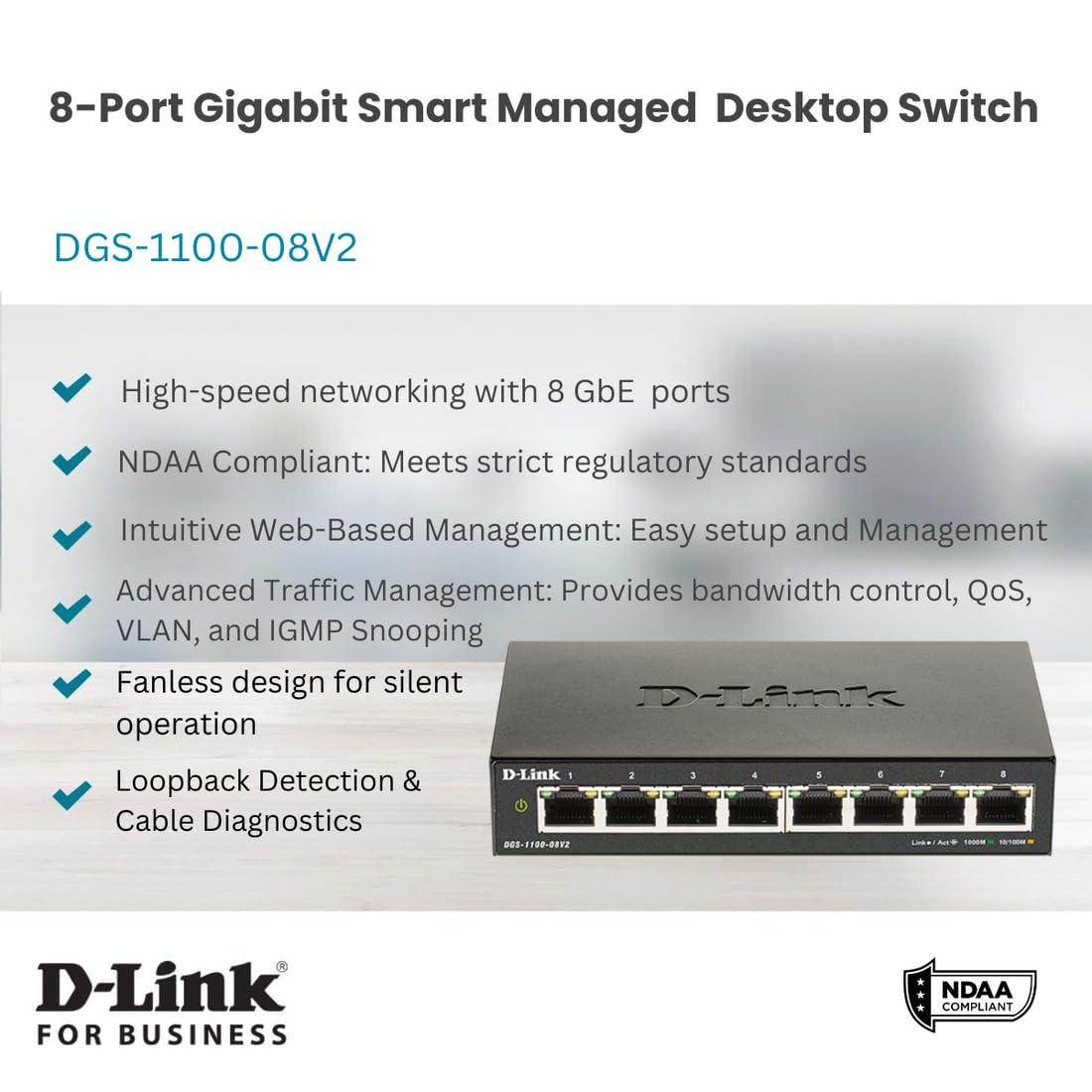 Foto 3 pulgar | Conmutador D-link De 8 Puertos Gigabit Smart Managed Dgs-1100-08v2 - Venta Internacional