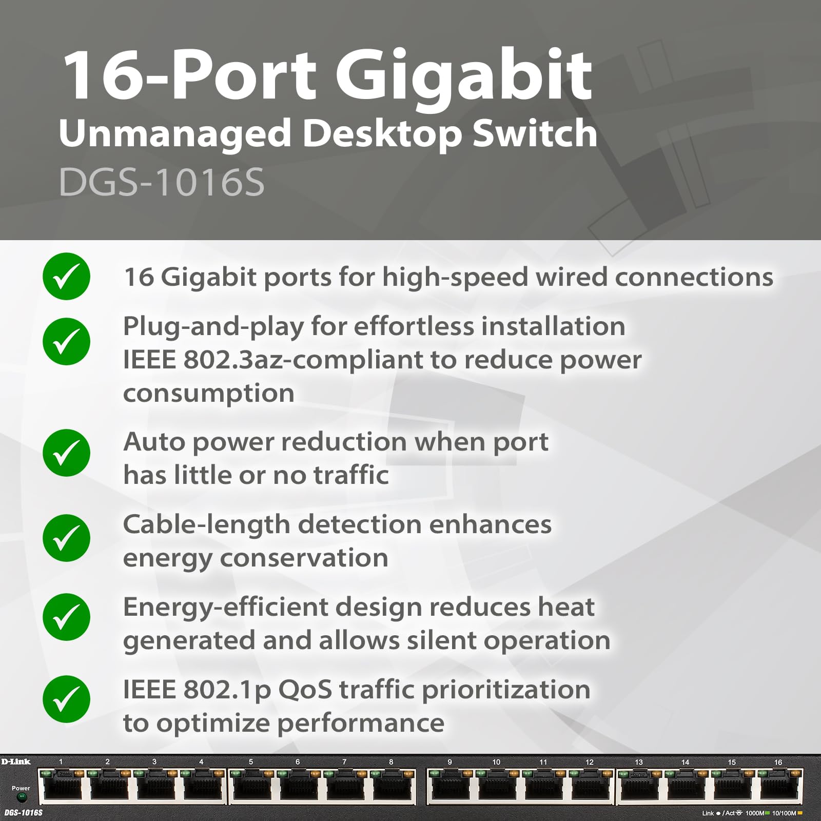 Foto 6 pulgar | Conmutador Ethernet D-link Dgs-1016s De 16 Puertos Gigabit Slim Negro - Venta Internacional