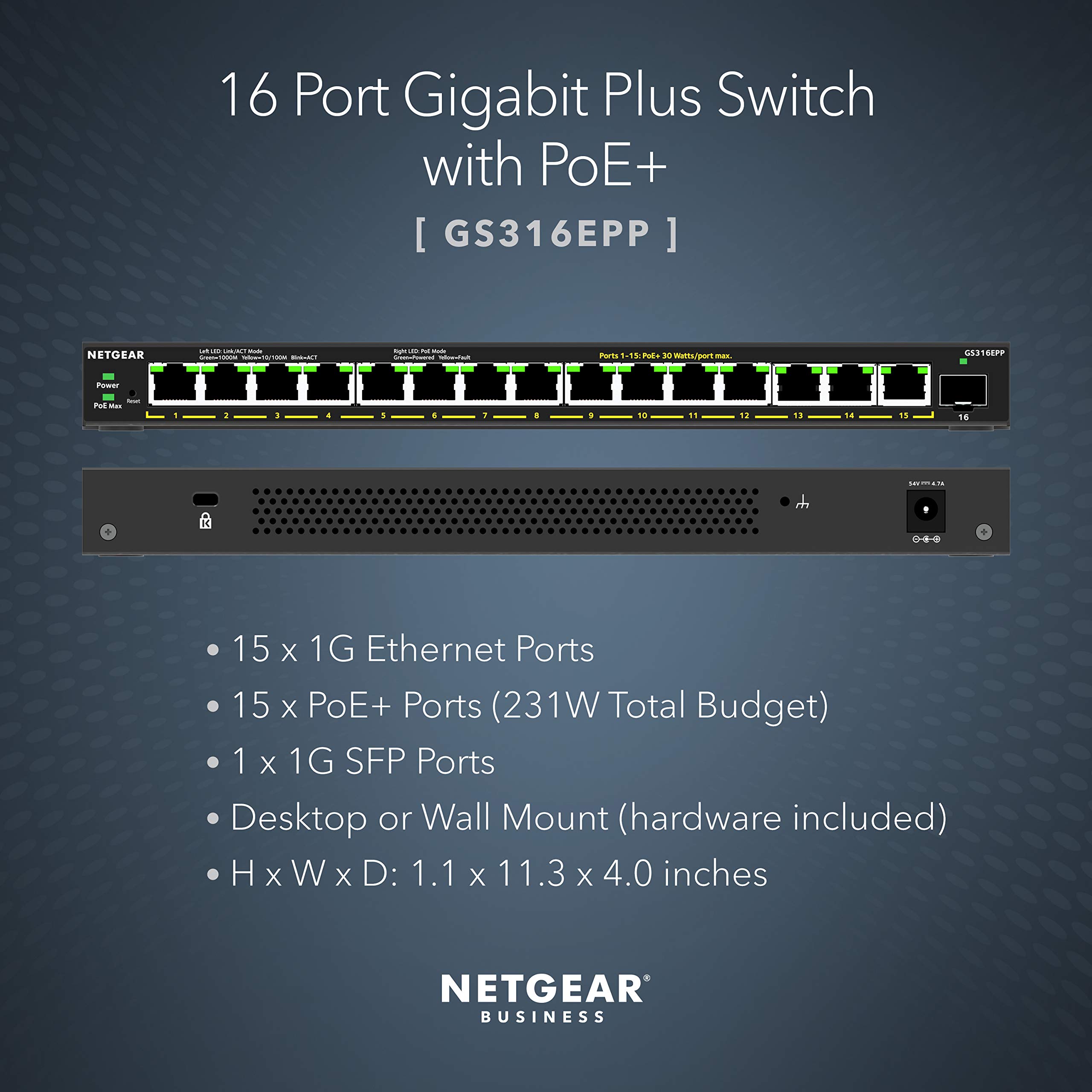 Foto 3 pulgar | Conmutador Netgear Poe Gigabit Ethernet Plus Gs316epp De 16 Puertos - Venta Internacional.