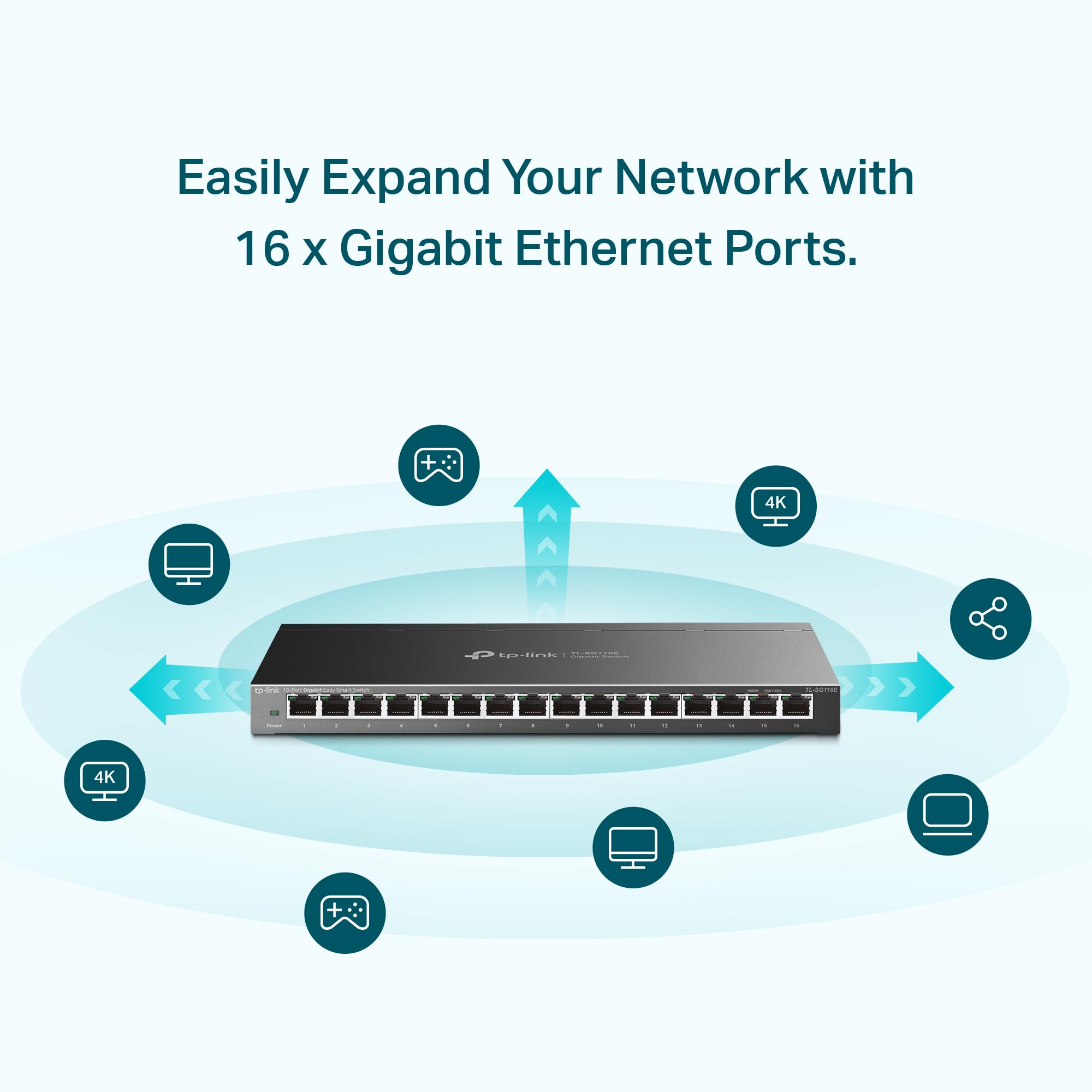 Foto 2 | Conmutador Gigabit Tp-link Tl-sg116e De 16 Puertos De Fácil Gestión Inteligente - Venta Internacional.