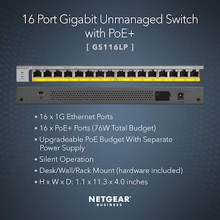 Foto 2 | Conmutador Netgear 16 Puertos Gigabit Ethernet Poe No Gestionado Gs116lp - Venta Internacional