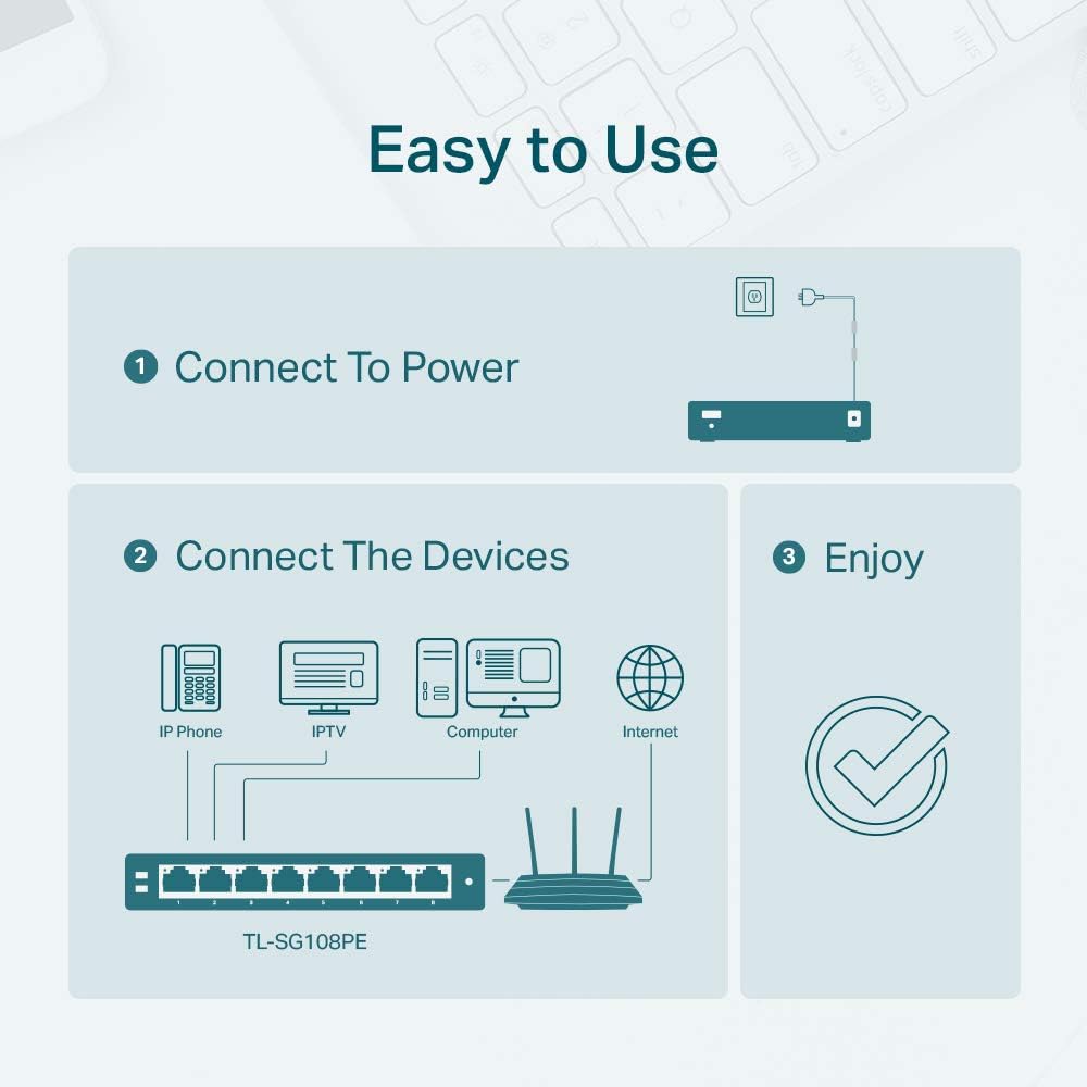 Foto 7 pulgar | Conmutador Tp-link Tl-sg108pe Easy Smart De 8 Puertos Gigabit Poe+ De 64 W - Venta Internacional.