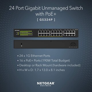 Foto 2 | Conmutador Netgear 24 Puertos Gigabit Ethernet Poe+ No Gestionado Gs324p - Venta Internacional