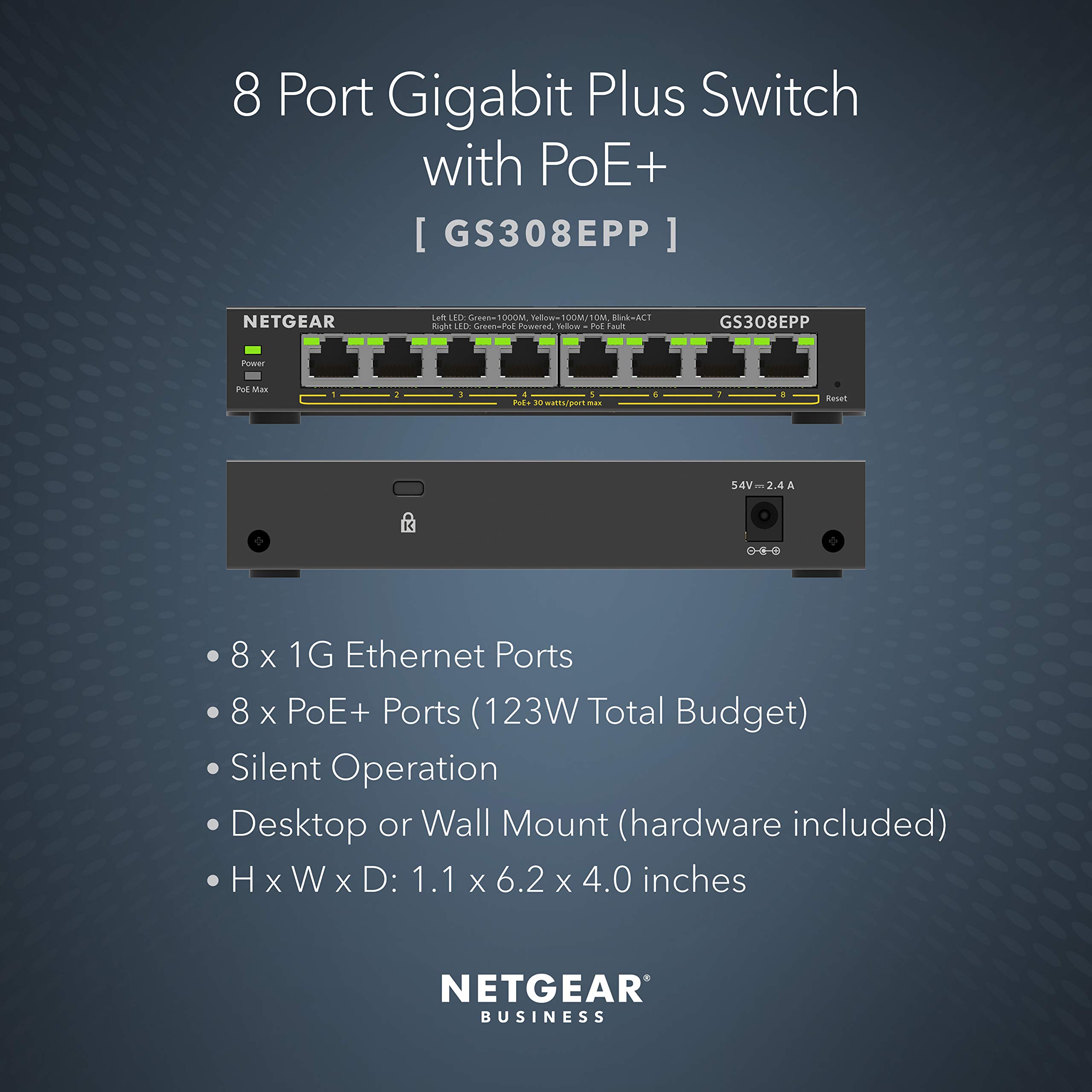 Foto 3 pulgar | Conmutador Netgear 8 Puertos Poe Gigabit Ethernet Plus Gs308epp - Venta Internacional