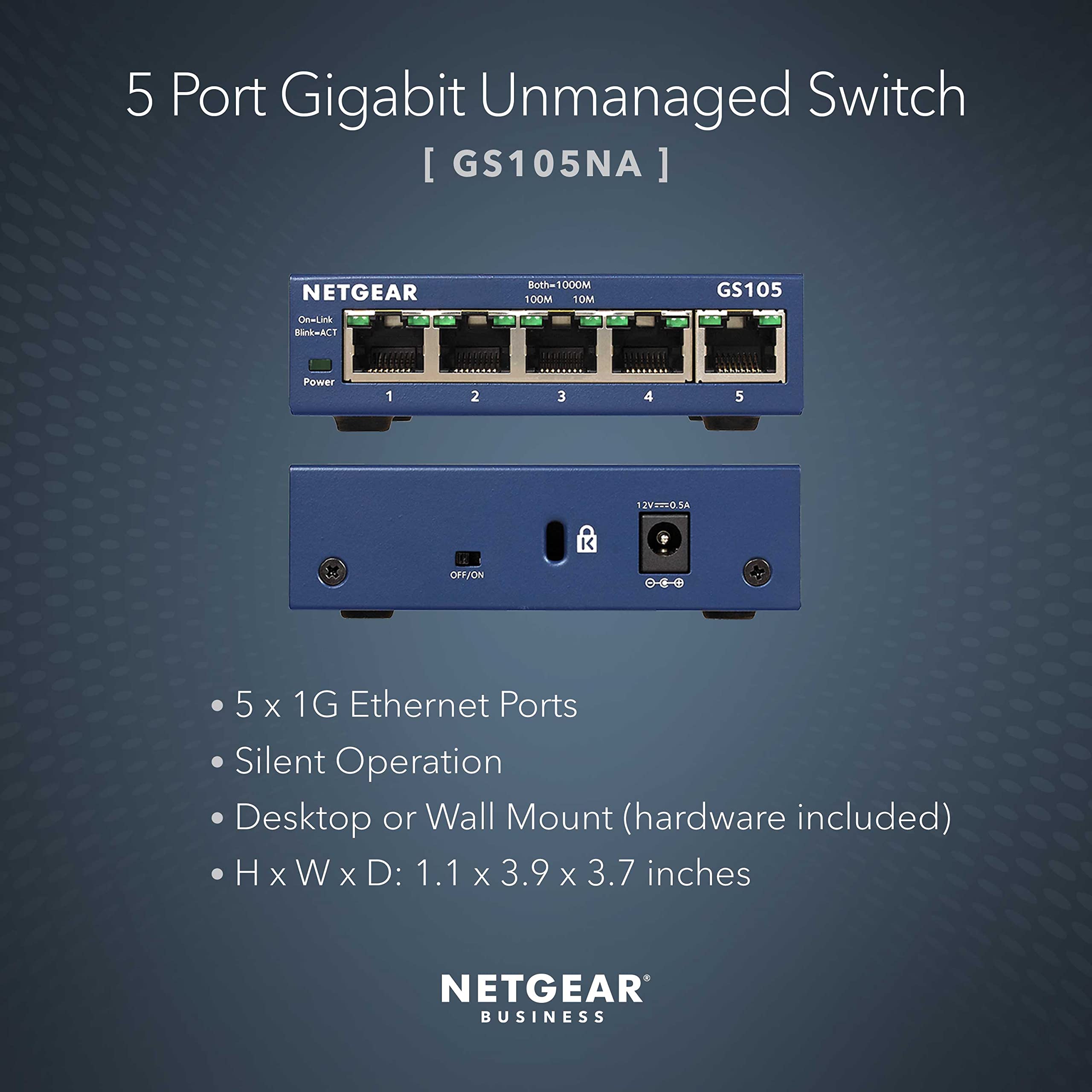 Foto 3 pulgar | Conmutador Netgear Gs105na Gigabit Ethernet De 5 Puertos No Gestionado - Venta Internacional.