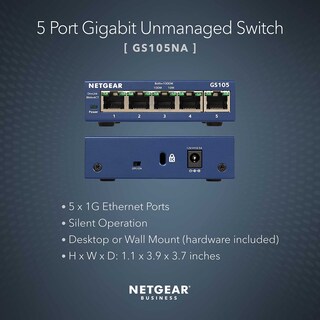 Foto 2 | Conmutador Netgear Gs105na Gigabit Ethernet De 5 Puertos No Gestionado - Venta Internacional.