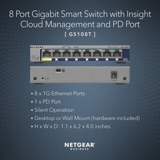 Foto 2 | Conmutador Netgear Gigabit Ethernet Smart Gs108t 8 Puertos - Venta Internacional