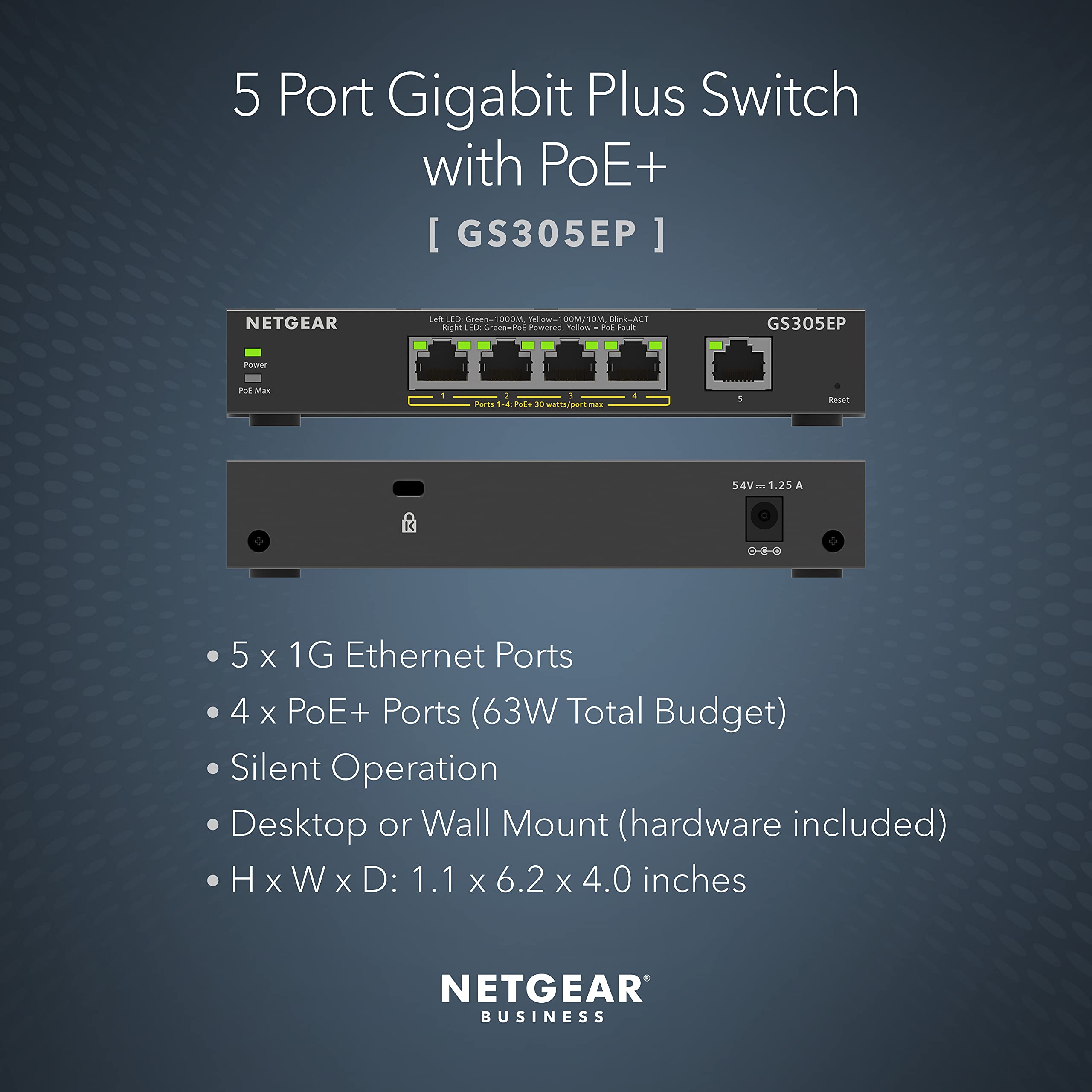 Foto 3 pulgar | Conmutador Netgear de 5 Puertos Poe Gigabit Ethernet Plus Gs305ep - Venta Internacional