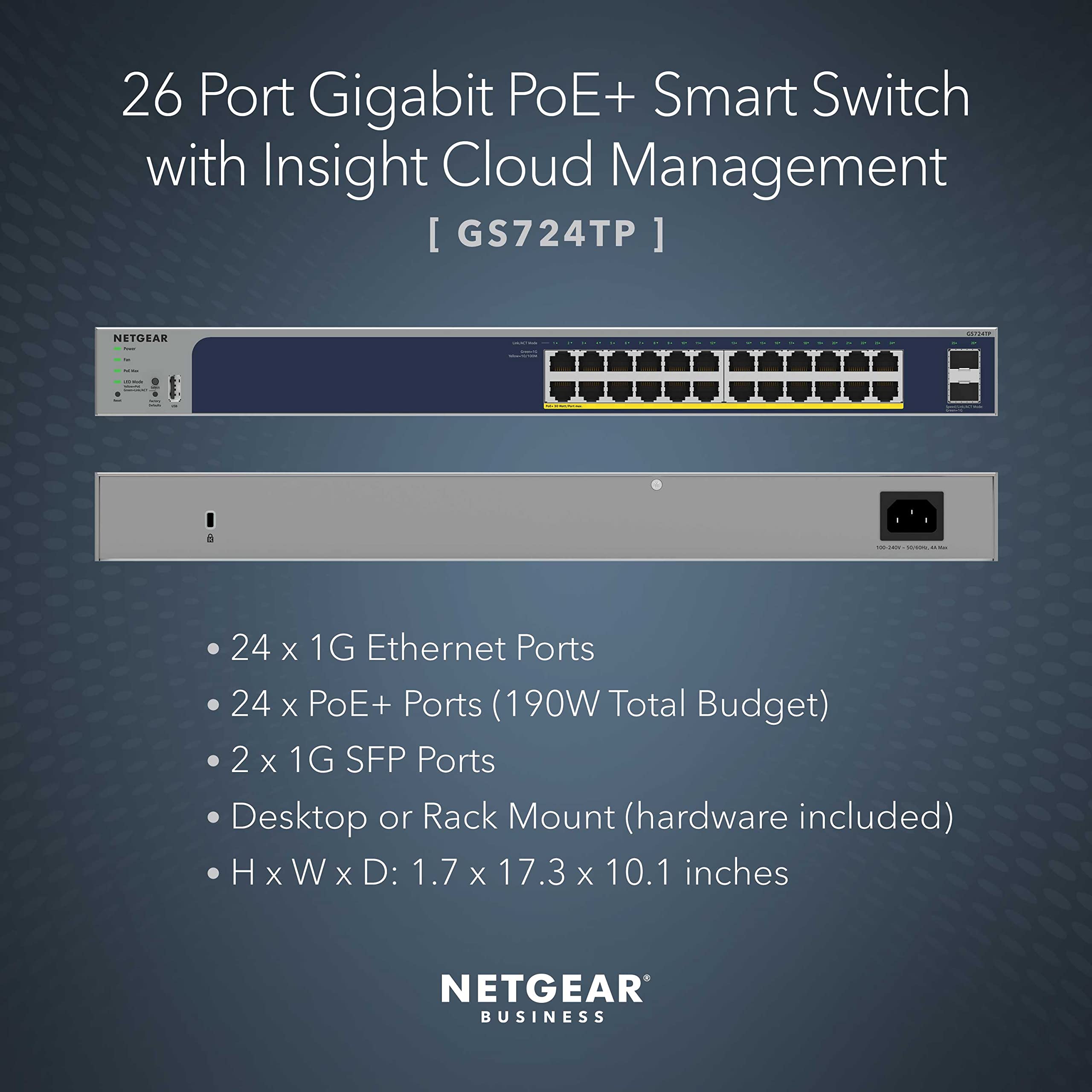 Foto 2 | Conmutador Netgear Poe Gigabit Ethernet Smart Gs724tp de 26 Puertos - Venta Internacional