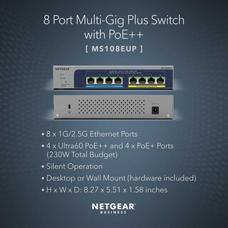 Foto 2 | Conmutador Netgear de 8 Puertos Ultra60 Poe Multi-gigabit Ethernet - Venta Internacional