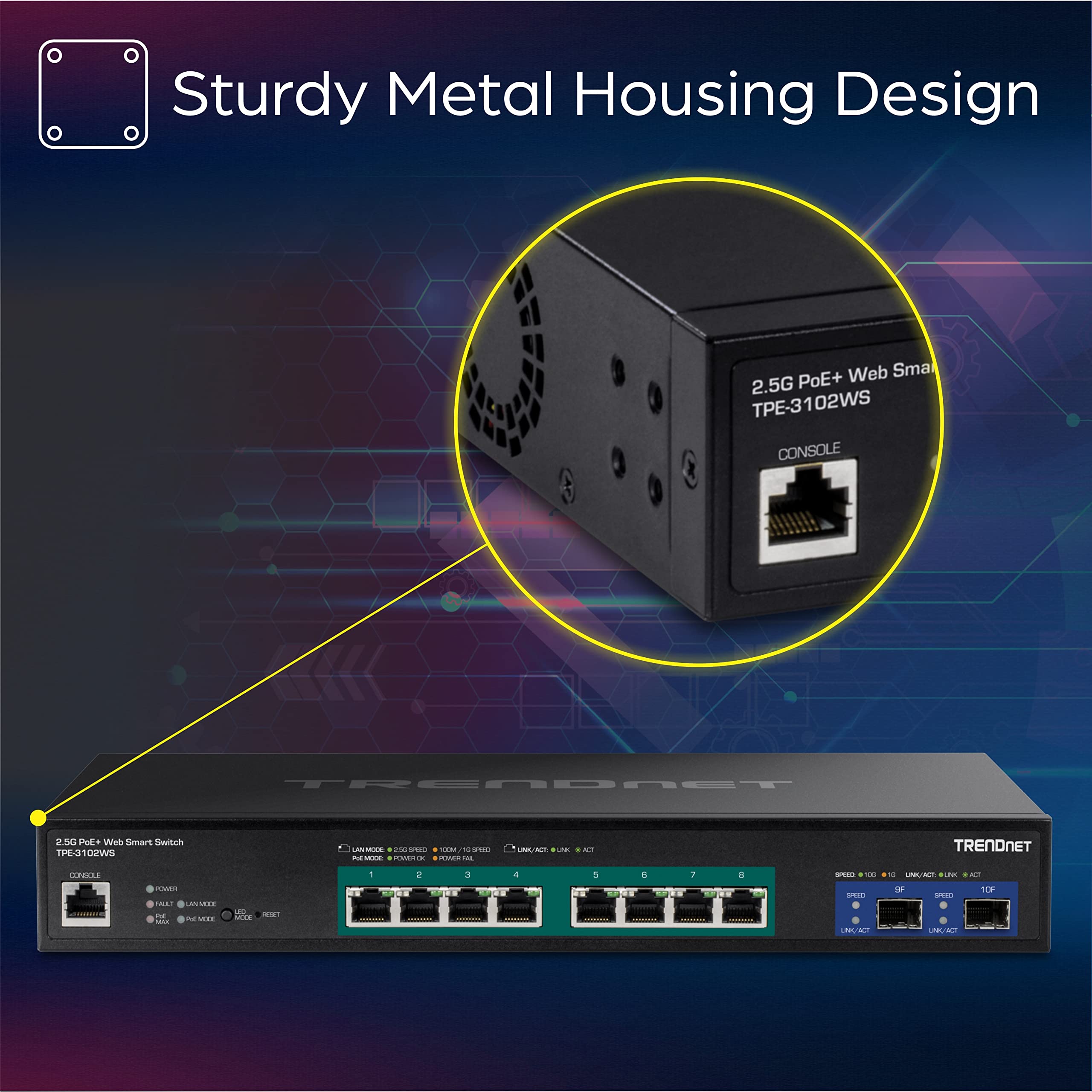 Foto 5 pulgar | Conmutador Trendnet Tpe-3102ws Web Smart Poe+ de 10 Puertos- Venta Internacional