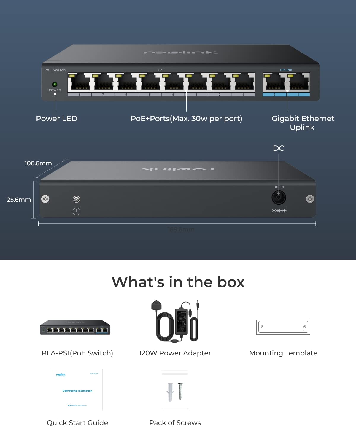Foto 3 pulgar | Conmutador Poe Reolink Rla-ps1 8 Puertos Poe 2 Gigabit Uplink 120 W - Venta Internacional