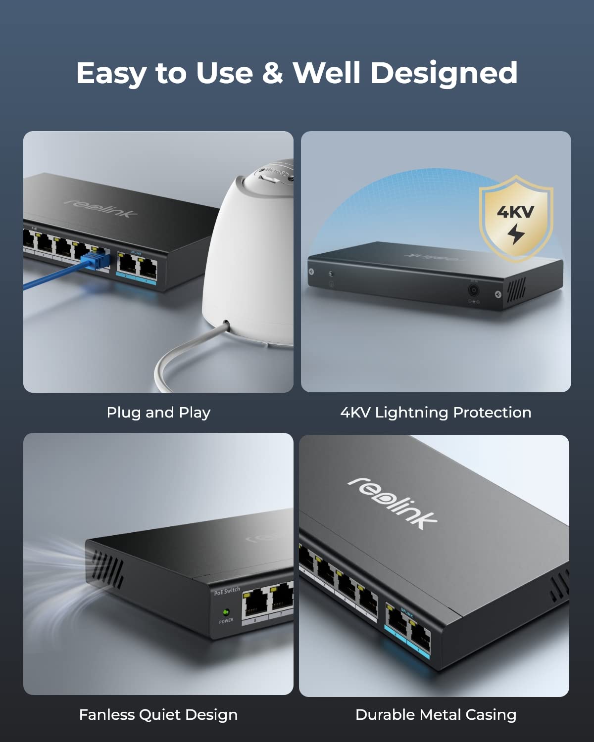 Foto 4 pulgar | Conmutador Poe Reolink Rla-ps1 8 Puertos Poe 2 Gigabit Uplink 120 W - Venta Internacional