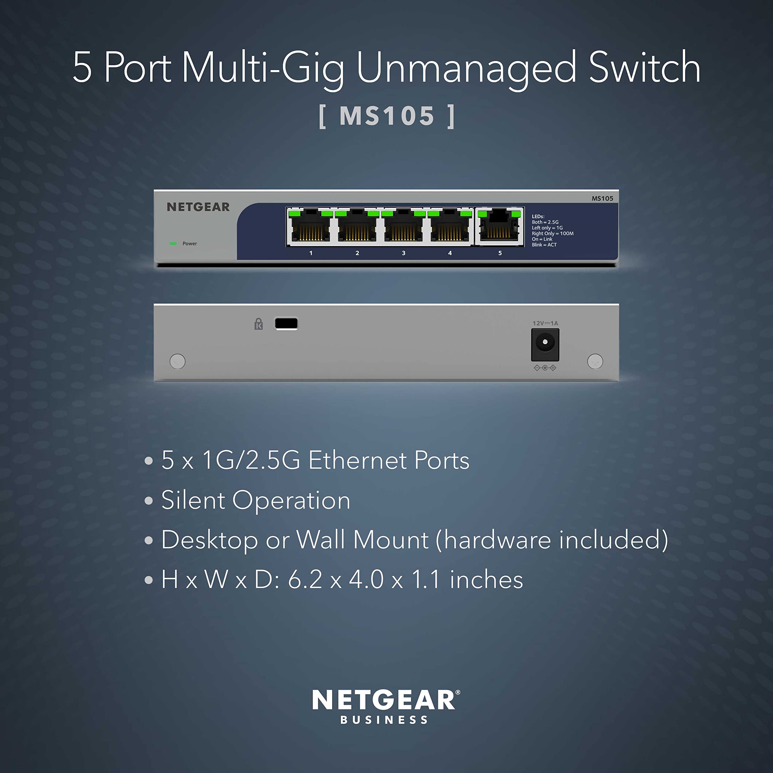 Foto 3 pulgar | Conmutador de Red Netgear Ms105 Ethernet 5 Puertos 1g/2.5g - Venta Internacional