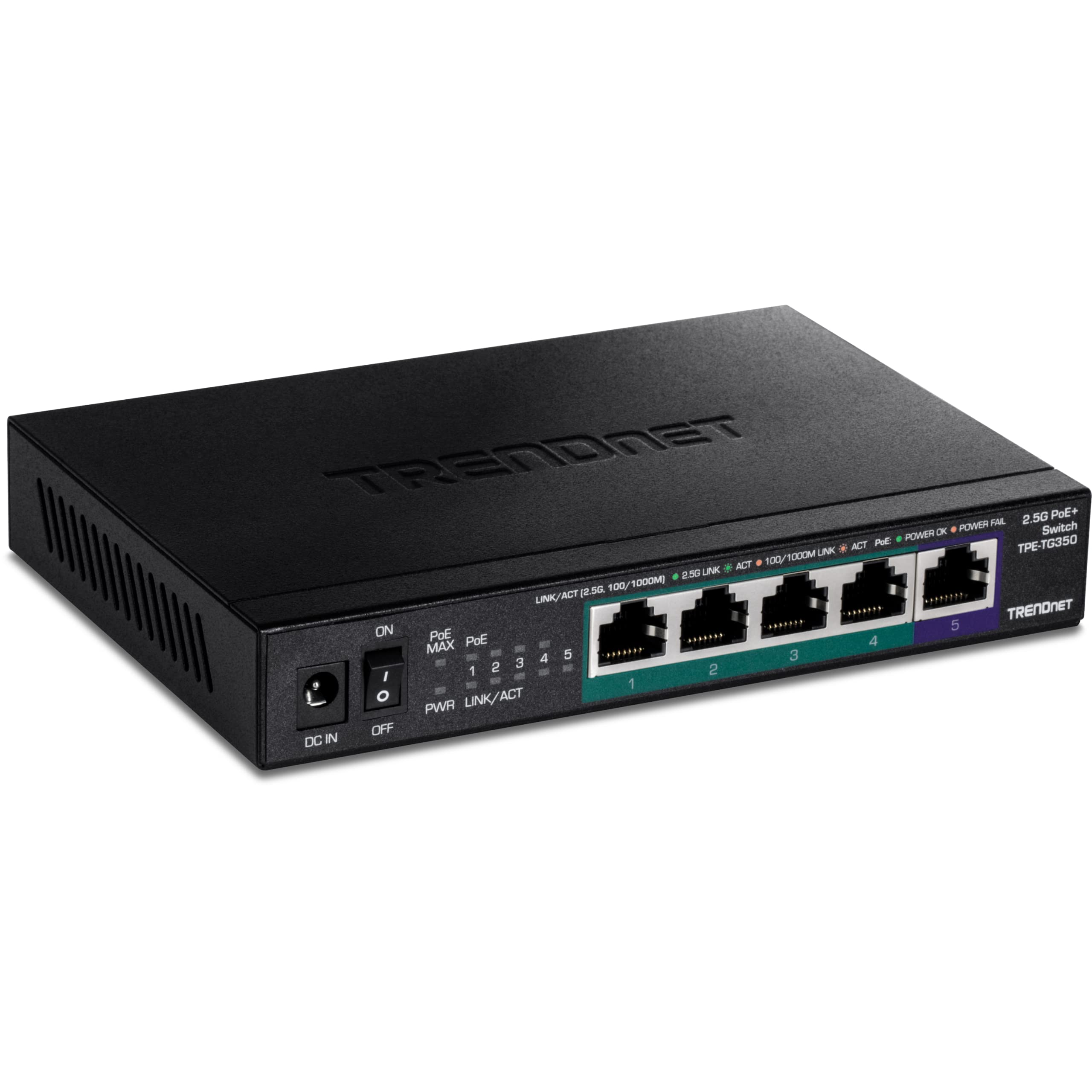 Conmutador Trendnet Tpe-tg350 Poe+ No Gestionado de 5 Puertos 2,5 g Negro - Venta Internacional