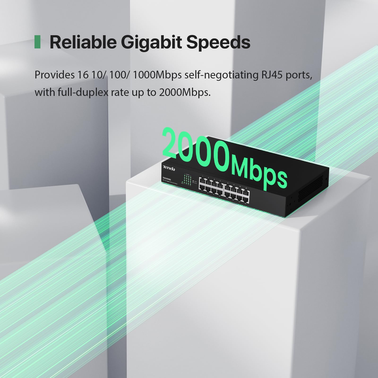 Foto 3 pulgar | Conmutador Gigabit Tenda Teg1016d Ethernet De 16 Puertos Para Montaje En Rack - Venta Internacional.