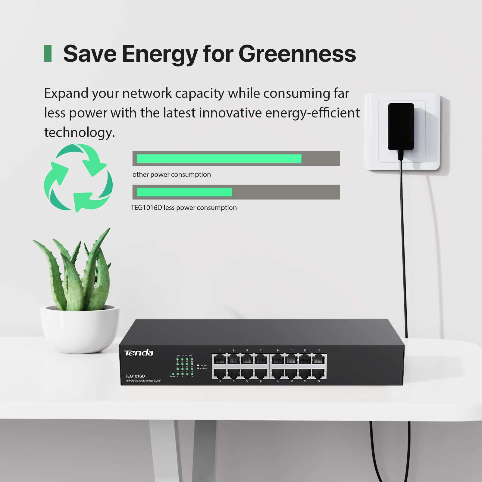 Foto 5 | Conmutador Gigabit Tenda Teg1016d Ethernet De 16 Puertos Para Montaje En Rack - Venta Internacional.